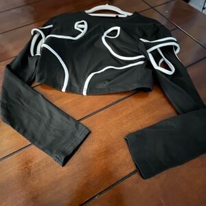 Nordstrom Black Cutout Long Sleeve Top